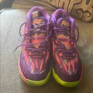 Melo’s men shoe Purple and Pink High-Top Sneakers with Bold Design